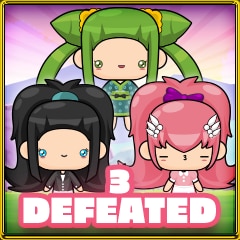 3 characters defeated